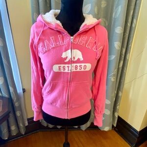 Adorable, cozy California pink & fleece women’s hooded sweatshirt